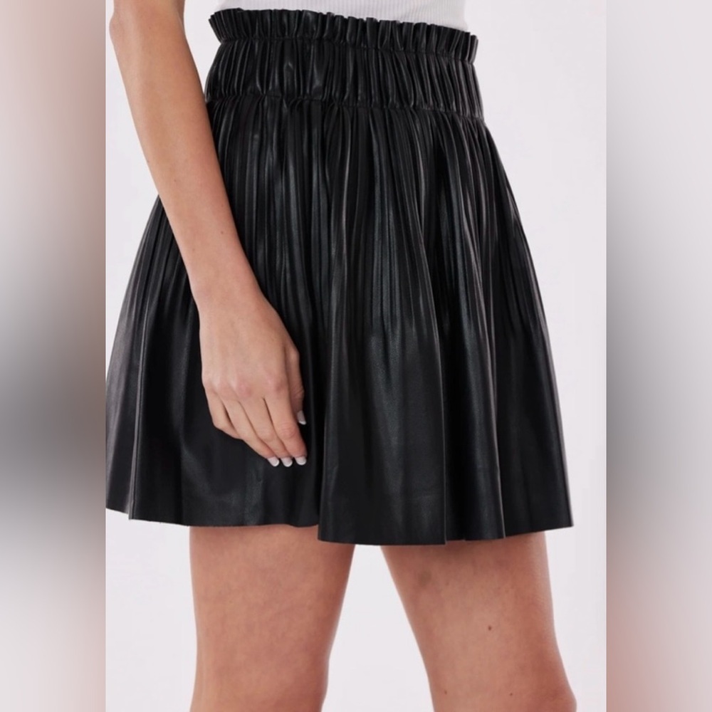 7 For All Mankind Black Pleated A-Line Skirt